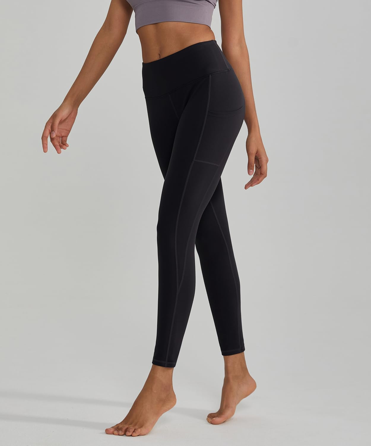 Women's Anti-Nail Leggings, Non-Transparent Yoga Pants with Phone Pockets, Tummy Control Full-Length and Capri Tights