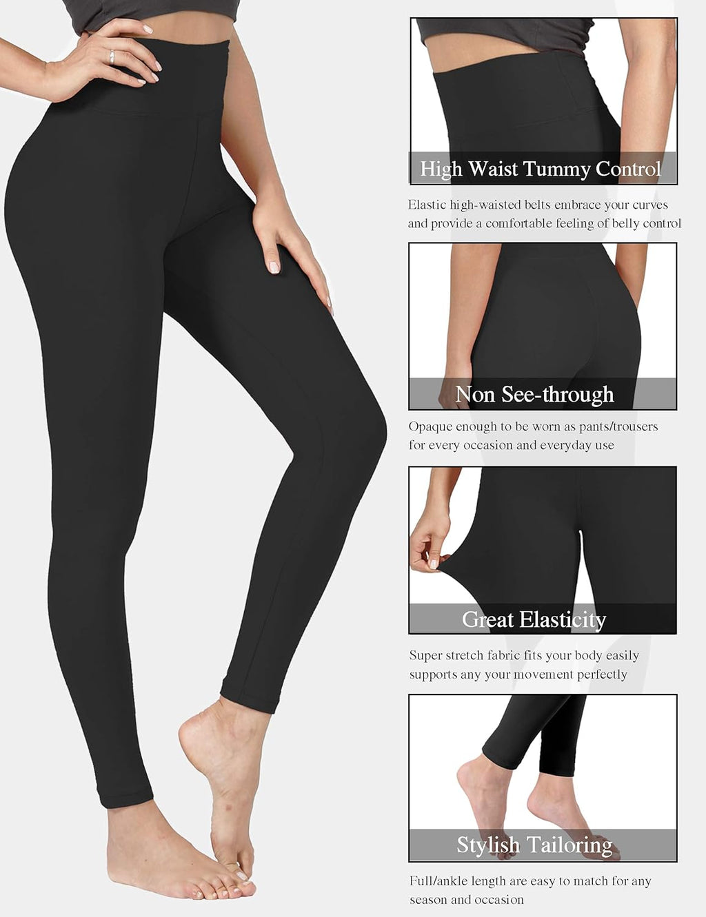 Creamlush Women's High-Waisted Leggings - Buttery Soft, Stretchy Tummy Control for Yoga and Running (Sizes S-3XL)