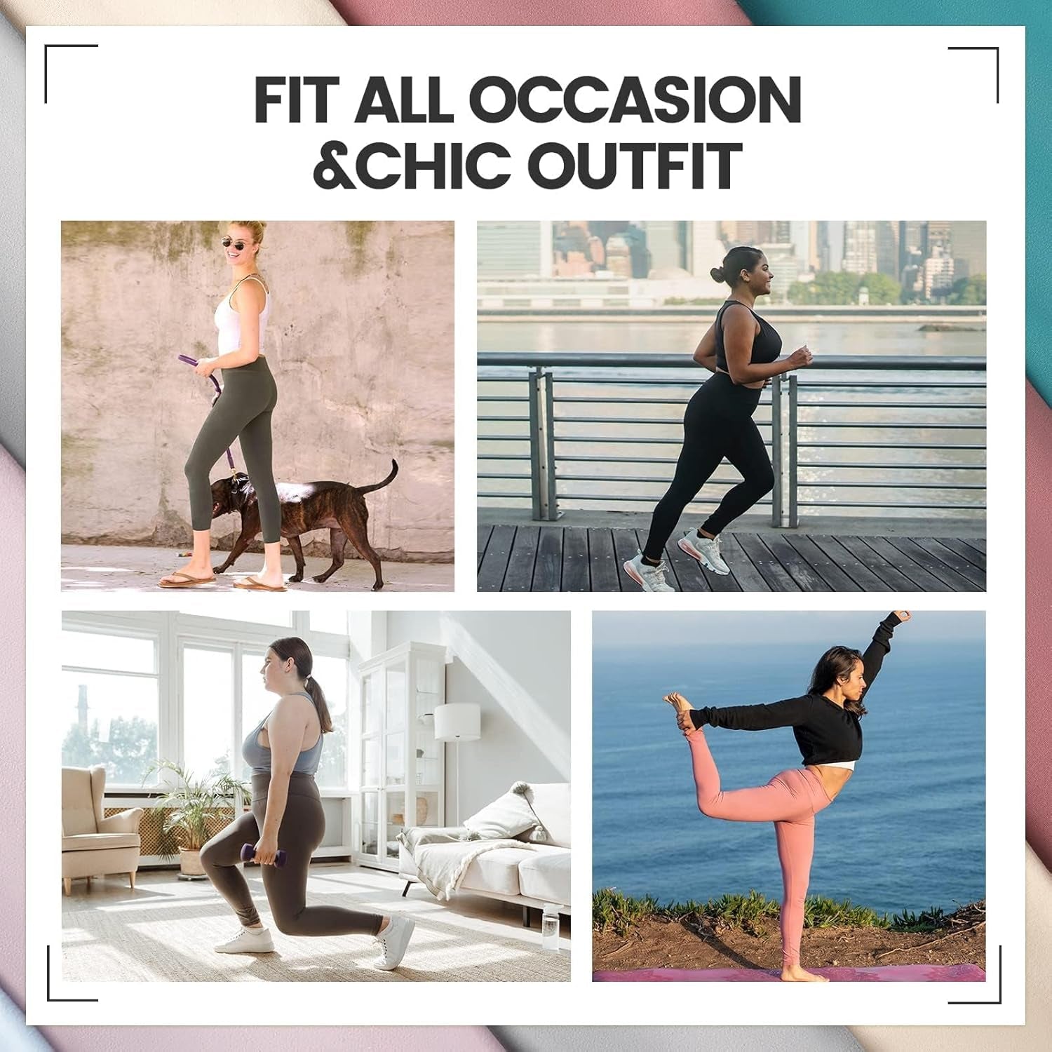 Women's 7-Pack High-Waisted Yoga Leggings with Pockets - Full Length and Capri Options in Black