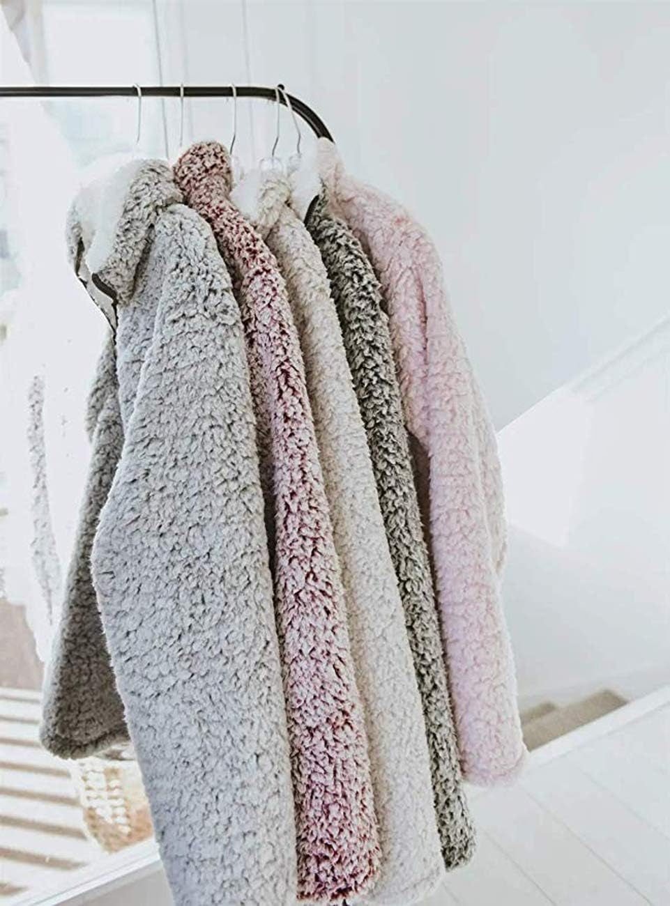 Women's Oversized Long Sleeve 1/4 Zipper Sherpa Fleece Pullover Sweatshirt Coat for Winter