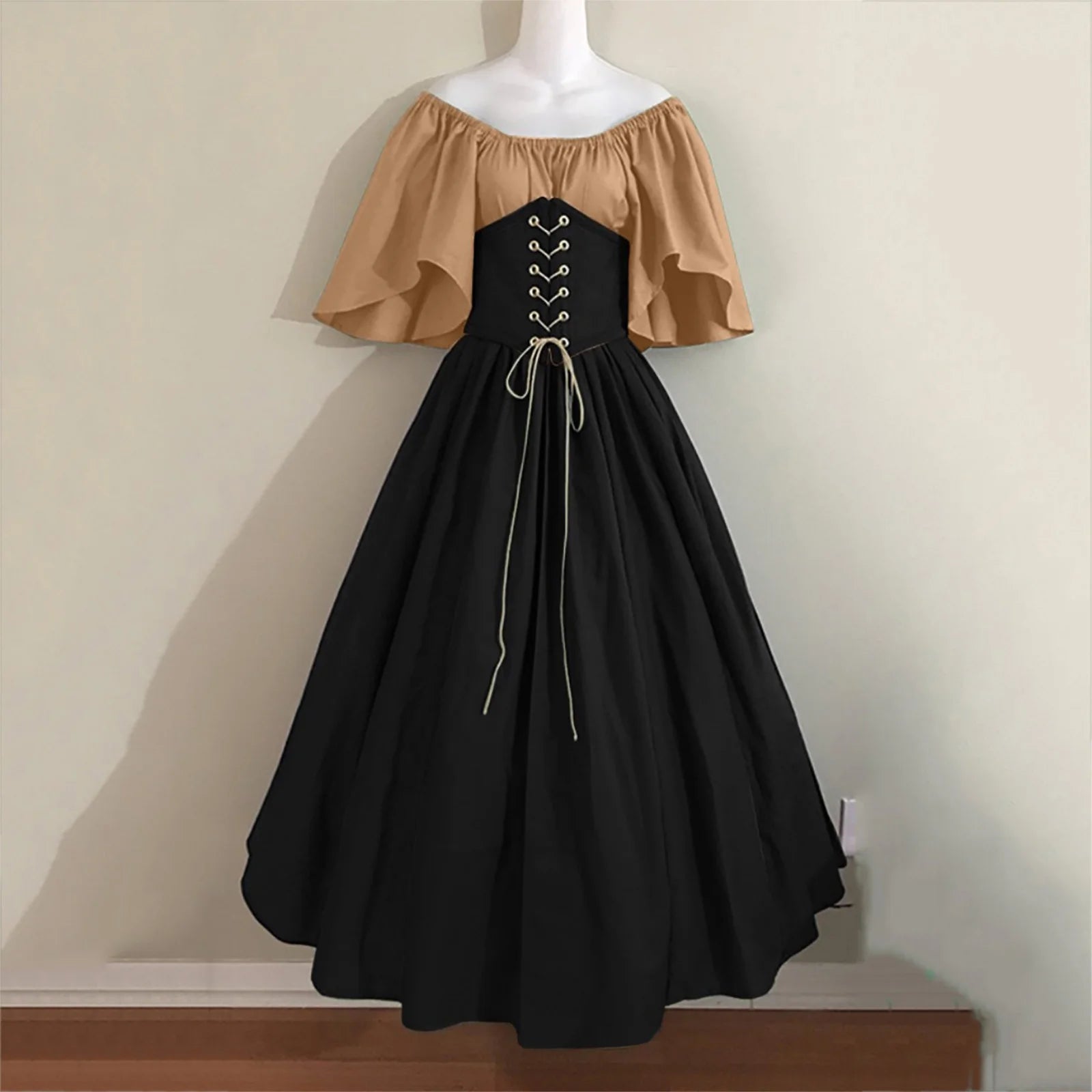 Plus Size Women's Renaissance Faire Dresses - Medieval Irish Traditional Ruffled Corset Gown for Cosplay