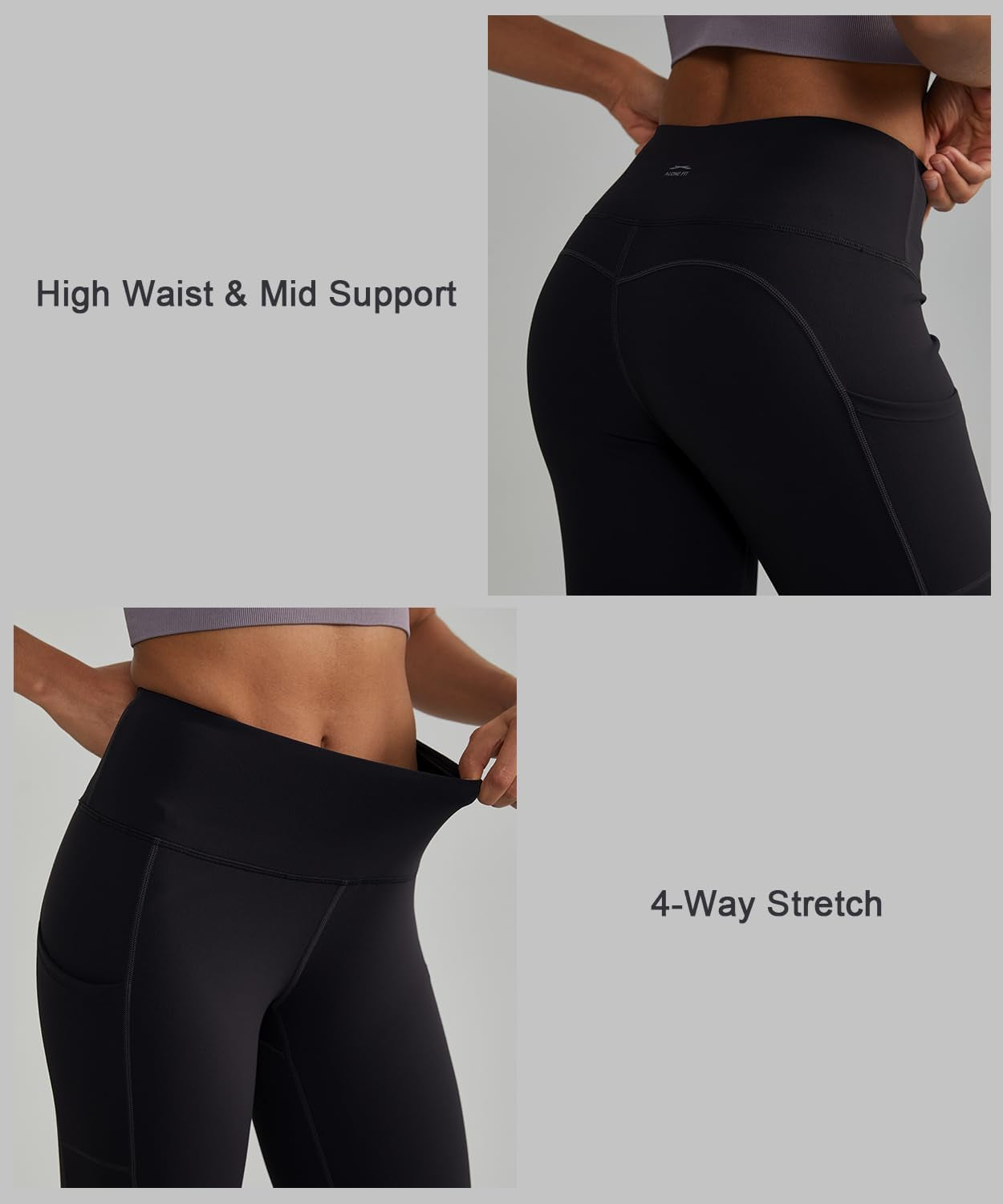 Women's Anti-Nail Leggings, Non-Transparent Yoga Pants with Phone Pockets, Tummy Control Full-Length and Capri Tights