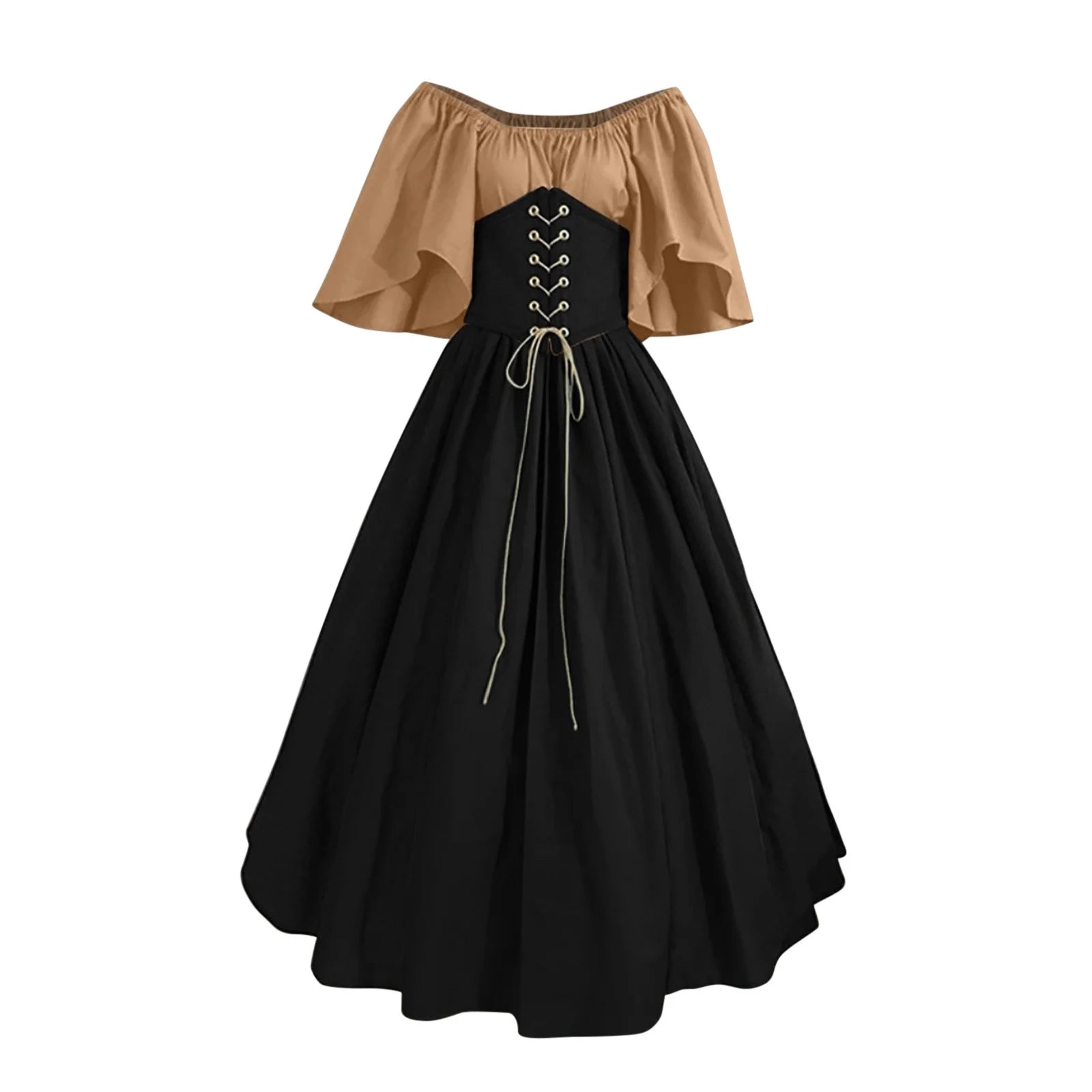 Plus Size Women's Renaissance Faire Dresses - Medieval Irish Traditional Ruffled Corset Gown for Cosplay