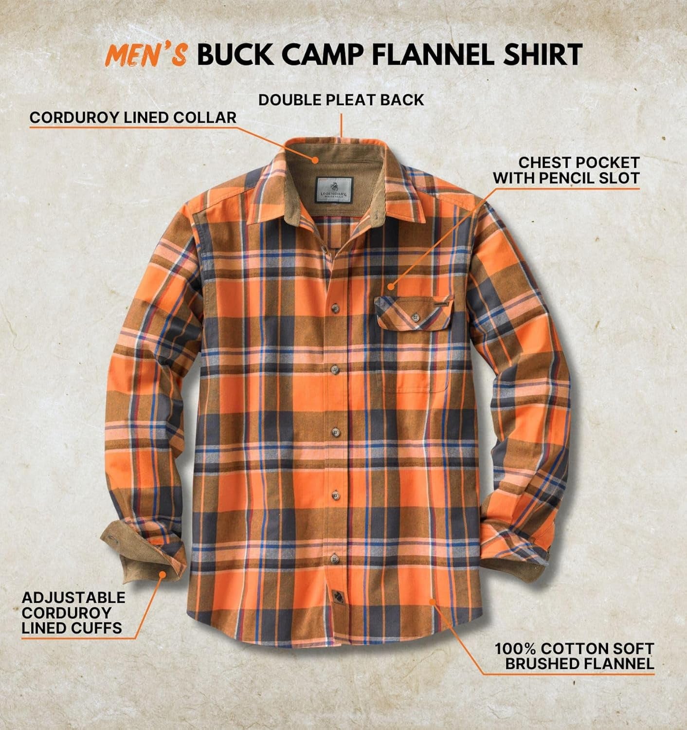 Men's 100% Cotton Long Sleeve Button-Down Flannel Shirt