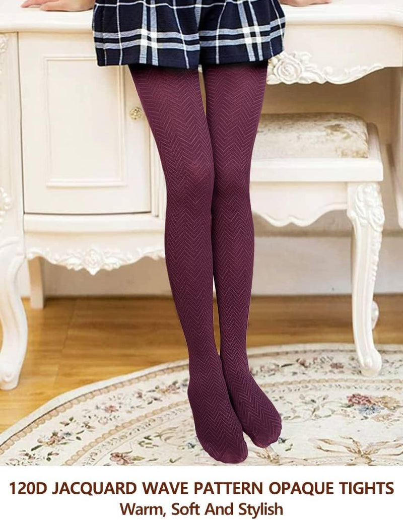 Women's 120D Wavy Pattern Opaque Jacquard High-Waist Tights