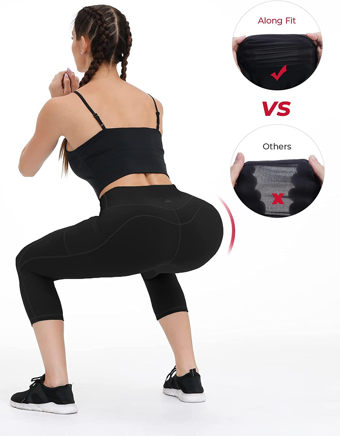Women's Anti-Nail Leggings, Non-Transparent Yoga Pants with Phone Pockets, Tummy Control Full-Length and Capri Options