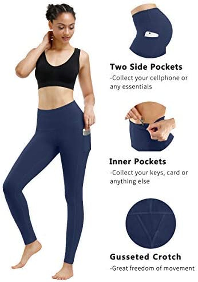 High Waist Yoga Pants with Pockets - Tummy Control Leggings for Women (2 Pack)