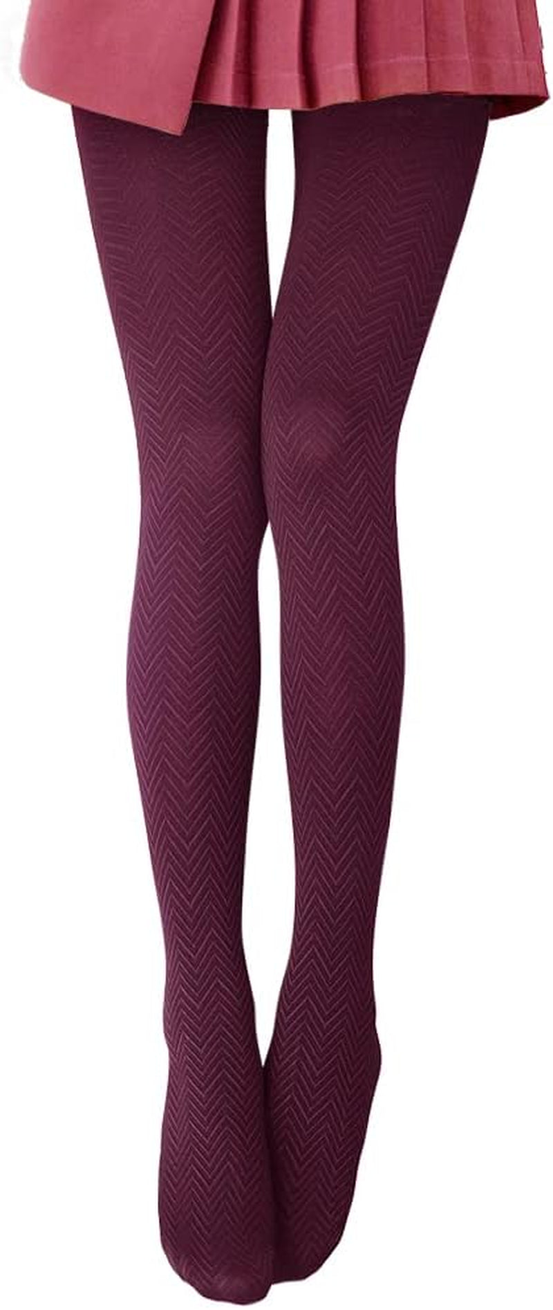 Women's 120D Wavy Pattern Opaque Jacquard High-Waist Tights