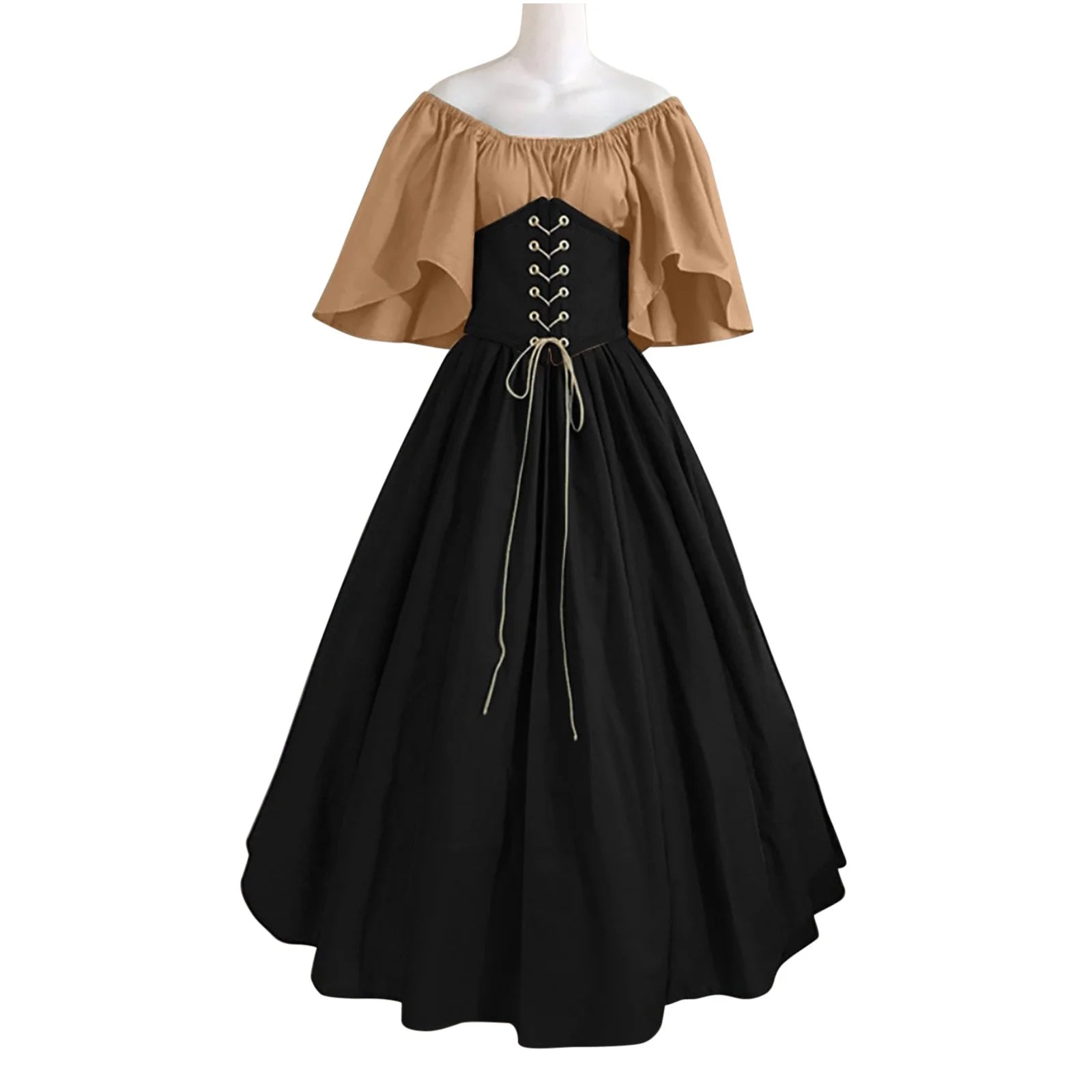 Plus Size Women's Renaissance Faire Dresses - Medieval Irish Traditional Ruffled Corset Gown for Cosplay