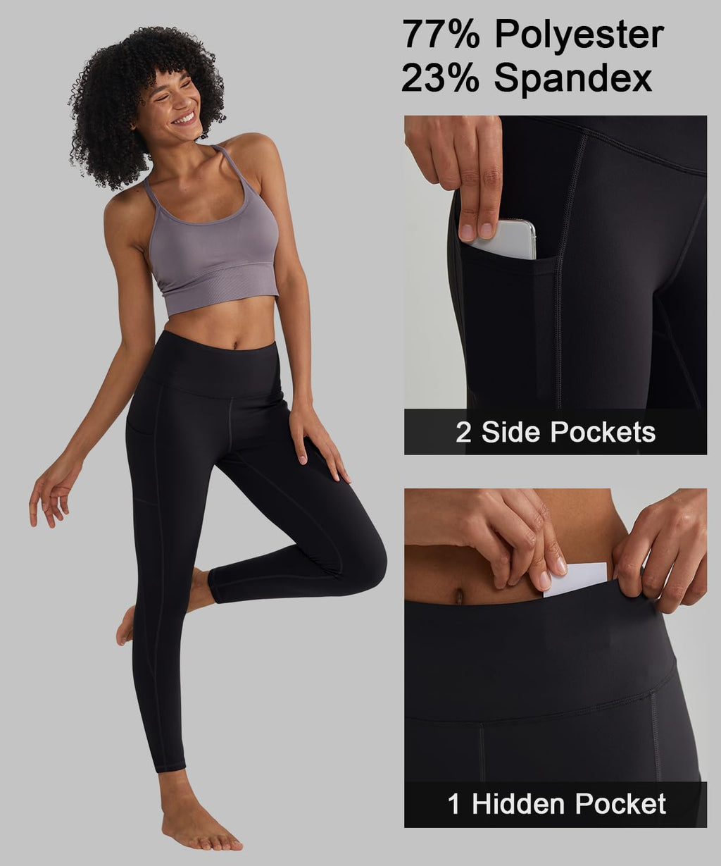 Women's Anti-Nail Leggings, Non-Transparent Yoga Pants with Phone Pockets, Tummy Control Full-Length and Capri Tights