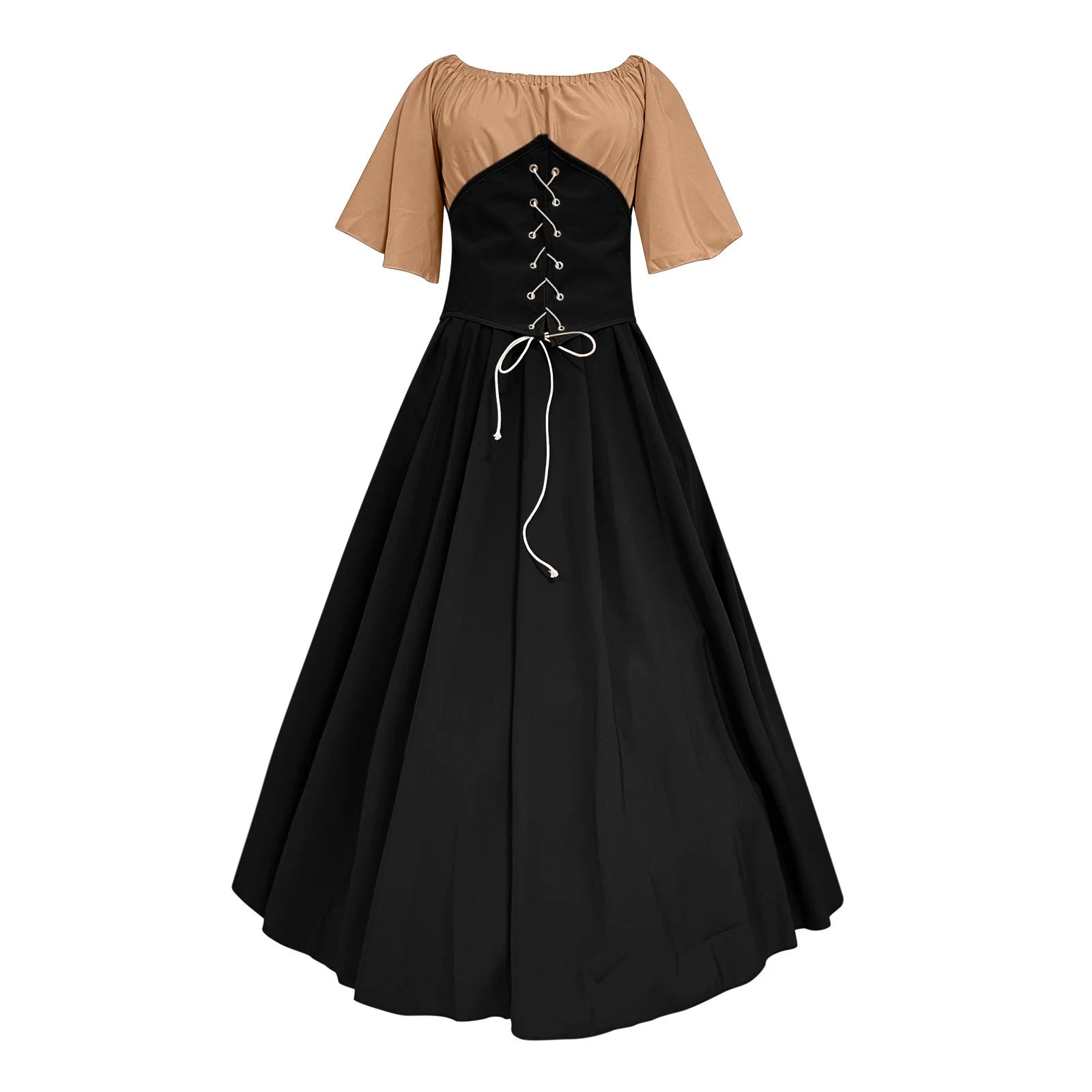 Plus Size Women's Renaissance Faire Dresses - Medieval Irish Traditional Ruffled Corset Gown for Cosplay